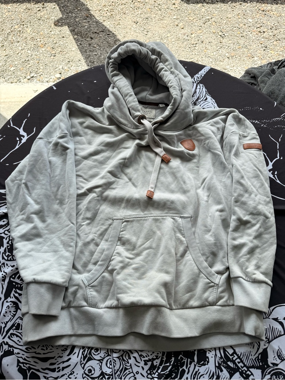 Wanakome Men's Light Gray Turtleneck Pullover Hoodie